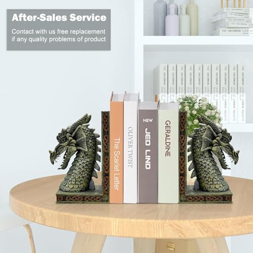 Dragon Bookends for Shelves Set of 2 - Heavy Book Ends Book Supports for Shelves, 4.15 "x 3.25 "x7 Unique Dragon Design Copper（10 Inch） - color: Copper
