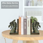 Copper Dragon Bookends for Shelves - 2 Pairs Heavy Book Ends, Objects Home Office Desk Bookshelf Decor - Unique Housewarming Gifts