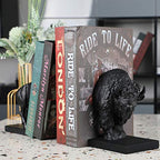 Set of 2 Polyresin Buffalo Bookend,Art bookend, Homedecor for Kids, Office Decor (Black)