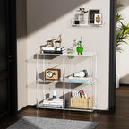 Acrylic Side Table Clear 3-Tier End Table for Living Room, Office, Hallway, Bedroom Small Bedside Table (8mm 31.7" high) - size: 8mm 31.7" high