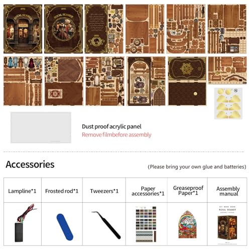 Book Nook Kit - DIY Miniature Dolls House Kit with Furniture and LED Light, 3D Puzzle Wooden Art Bookends, Model Kits for Adults and Teens (Royal Tailor Shop)