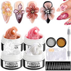 Fcozpjk Solid Builder Gel for Nails, 4 Colors Solid Builder Gel Non-Sticky Clear Nude Pink Pearl White Hard Gel for Nails 3D Sculpture Gel Flower Carving Modeling Design Nail Extension Gel Kit - color: 01-02-03-04