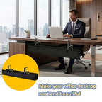 36" Under Desk Cable Management Tray - No Drill Oxford Cloth Cord Organizer with Clamp & Screw Mount - Large Capacity Fabric Cable Holder for Home Office, Gaming Desk & Standing Desk (Black)