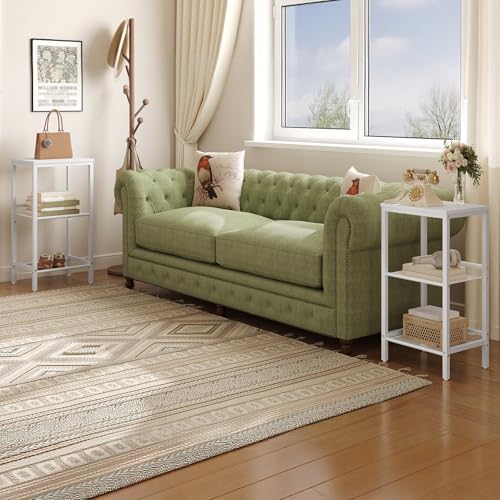 HOOBRO Tall Side Table, 3-Tier Telephone End Table with Adjustable Mesh Shelves, Small Entryway Table with Storage, Small Nightstand for Living Room, Bedroom, Hallway, Office, White WW01DH01G1 - color: White