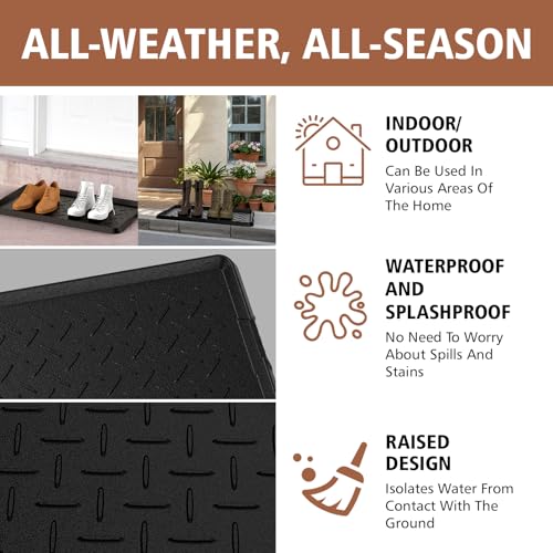 Heavy Duty Boot Trays Natural Rubber Shoe Mat Tray for Entryway with Shoes Brush Large Boot mat Tray Multi-Purpose for Indoor or Outdoor - size: 1'1" x 2'1" (Rectangular)