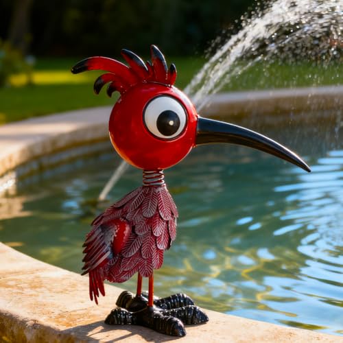 Metal Large Garden Statue,16.5" Red Bird Statues and Sculptures for Outdoor Decor,Metal Yard Art Lawn Ornaments for Patio Backyard Decoration - color: Red Bird