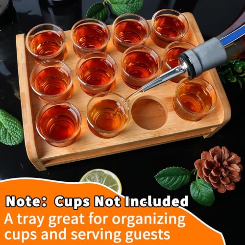 INFTYLE Shot Glasses Set Shot Glass Tray Holder with 12 Holes Serving Stand Organizer for Tequila Whiskey Brandy Vodka Rum Party Club Bar Home Spirit Tasting Gift (Only Tray, Cups Not Included) - style: 3x4 short