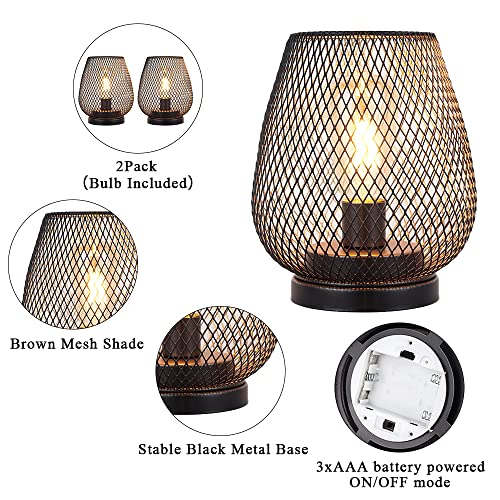 JHY DESIGN Set of 2 Metal Cage LED Lantern Battery Powered Cordless Accent Light with LED Great for Weddings Parties Patio Events for Indoors Outdoors - style: Set of two bronze egg