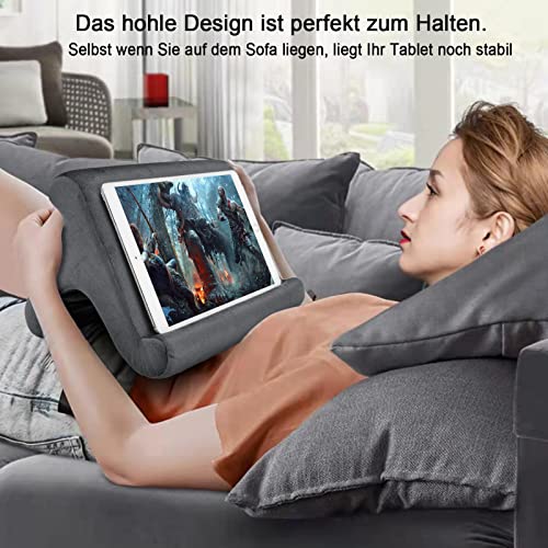 SAMHOUSING Tablet Pillow Stand - Holder & Dock for Bed with 3 Viewing Angles, Compatible with Tablets, Phones & iPad Pro 9.7, 10.5, 12.9 Air Mini 4, 3, Kindle, E-Reader & Books (Grey) - color: Grey