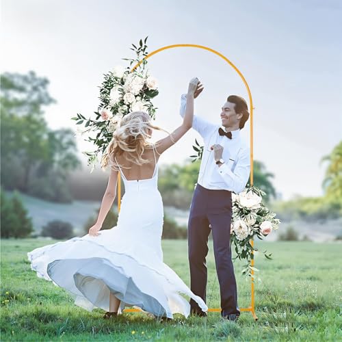 Vincidern 6.6 FT Wedding Arch Backdrop Stand for Parties, Balloon Arch Stand, Wedding Arches for Ceremony, Metal Arch Backdrop Stand for Bridal Baby Showers, Birthday Party Decoration Door Frame Gold - size: 6.6FT