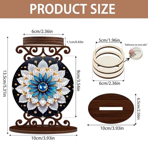 ARTopet DIY Diamond Art Painting Candlestick Holders Wooden Desk Candle Holder Ornament Double Sided Diamond Tabletop Ornaments for Home Decor-Mandala01 - color: Mandala01