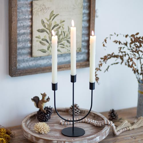 Sziqiqi Modern Candlestick Candle Holders - Matte Black Candelabra for Halloween Tabletop Taper Candlesticks Decor for Home Decorative Candle Stick Holder for Thanksgiving Formal Events Dining Room - color: Black, size: 1 Pc