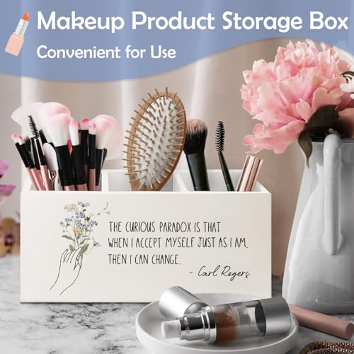 SNNDER Psychology Gifts for Women Pen Holder for Desk, Therapist Psychotherapist Social Worker Gifts Wooden Pen Pencil Holder Organizer for Therapist Counselor Office Desk Accessories - color: accept myself