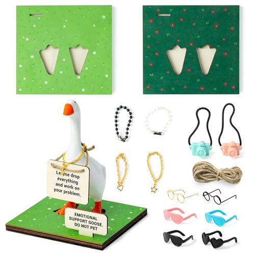 WATINC Magnetic Goose Key Holder - 27PCS 7inch Cute Desk Goose Statue Sculpture Decor with Detachable Outfits, Funny Desktop Key Holder Table Organizer with Base Signs for Entryway Housewarming Gift
