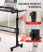 Standing Desk Adjustable Height, Mobile Stand Up Desks with Wheels Small Computer Desk Rolling Desk, Portable Laptop Desk Black Standing Table Sit Stand Home Office Desks 16"x31.5" Height 27"-43.5" - color: Black