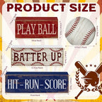 Yuntau 4 Pcs Baseball Decorations Sports Wooden Sign Baseball Centerpieces for Tables Tiered Tray Decor Decorative Mini Faux Book Stack Block for Bedroom Boys Room Party Coffee Mantel Shelf - style: Baseball