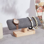 NBEADS Wooden Watch Display Stand, T-Bar Bracelet Holder Faux Suede Jewelry Organizer Holder Removable Bangle Pendants Anklet Tower Rack for Home Use, Retail Display Selling, Gray, 7.6x1.9x3.5 - color: Gray