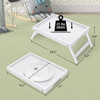 Artmeer Bed Tray Table with Folding Legs,Bamboo Breakfast in Bed for TV Table, Laptop Computer Tray,Eating,Snack Tray White 2 Pack(White) - color: White, size: Medium (Pack of 2)