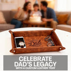 Leather Valet Tray for Best Dad – Personalized Engraved Catch All Tray with Custom Name or Initials – Unique Leather Organizer Gift for Father’s Day, Birthday, or Christmas from Daughter, Son, or Wife - style: Best Dad