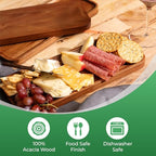 Solid Acacia Wood Serving Trays (14 x 5.5 inches) Rectangular Wooden Large Serving Platters for Food, Wooden Platter for Charcuterie, Appetizer Serving Tray, Wood Cheese Board (Set of 3 Plates) - size: Medium