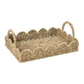 Household Essentials Seagrass Tray with Scalloped Edge, Natural - color: Natural Seagrass, size: 14" x 10" x 5"