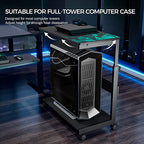 EUREKA ERGONOMIC PC Stand Computer Cart, Height Adjustable Tower Stand 2-Tier Suit for ATX Case Printer, Metal Rolling Cart on Wheels for Gaming Home Office, Black - color: Black