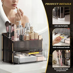 INVSSENE Stackable Makeup Organizer Countertop, Storage Perfume Skincare Cosmetic Lipstick Face Mask Makeup Brush Palettes, Ideal for Vanity Bathroom Counter - color: 3514 Coffee+Clear