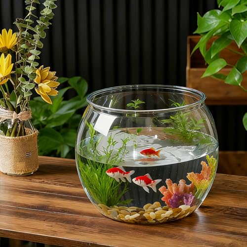 Geelin 5 Gallon Plastic Fish Tank Large Bowl Shatterproof with Crystal Clear Clarity for Terrarium, Flower Vase Centerpiece Gift for Fish Lovers (Round) - size: 5 Gallon, style: Round