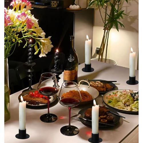 4 Pcs Black Taper Candle Holders,Retro Candlestick Holders Centerpieces for Home Decoration, Wedding Anniversary, Party, Housewarming Gifts. (Black 4pcs)
