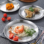 Stainless Steel Plates 2 Set Metal Dinner Dishes 9 Inch Unbreakable Dinner Plates Great for Snack,Nut,cake Picnic, Outdoor Camping Plate - Shatterproof Dishwasher Safe - size: Silver 9 Inch