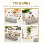 Fete Marble Tray for Bathroom - Guest Towel Holder Tray - 4 x 10 - White Marble - color: Marble Holder