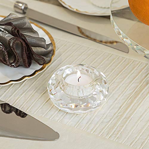 Crystal Tealight Holder Candlestick Home Decorations for Dinner Table Wedding 4" Diameter x 2" High - color: 2"x4" Large