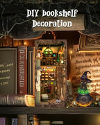 Cutefun Book Nook Kit, DIY Miniature Dollhouse Booknook for Adults, 3D Wooden Puzzle Bookend Bookshelf Insert Decor with LED Light, Gift for Craft Lovers (Magic Pharmacist) - style: Magic Pharmacist