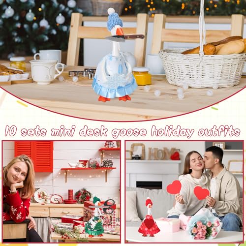 Weysat 10 Set Holiday Mini Desk Goose Outfit 250th Anniversary Summer Mexican 4th for July Magnetic Geese Statue Felt Fabric Costume for 7 Inch Desktop Goose Table Decor Gifts(Hats Style,Fabric) - style: Hats Style