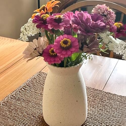 hjn White Flower Vase- Ceramic Vase for Decor, White vase for Flowers, Modern Vases for Living Room/Home Decor Accents/Entryway/Mantel/Bookshel-Frosted White - color: Frosted White-7inch