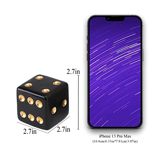 BRABUD Resin Jumbo Dice Decor Black & Gold Dice Statue Living Room Bedroom Office Photographic Decoration 2.7'' TQGJBS380 - color: Black, size: 2.7''