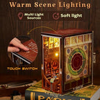 MiniCity Book Nook Kit, DIY Miniature Dollhouse Booknook Kit, 3D Wooden Puzzle Bookend Bookshelf Insert Decor with LED Light for Teens and Adults (Roaring Twenties Speakeasy) - style: Roaring Twenties Speakeasy