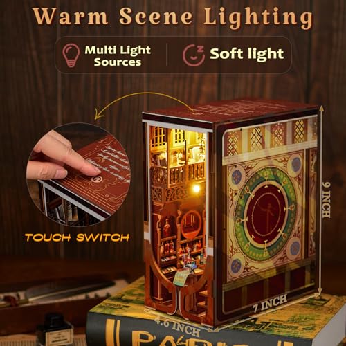 CCCDF DIY Book Nook Kit, DIY Miniature Dollhouse Booknook Kit, 3D Wooden Puzzle Bookend Bookshelf Insert with LED Light for Teens and Adults (Roaring Twenties Speakeasy) - style: Roaring Twenties Speakeasy