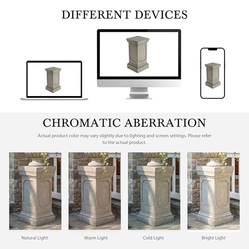 Christopher Knight Home Classic Square Flower Stand 19.25" Pedestal Plant Stand Indoor Outdoor Display Table for Ferns Orchids Sculptures with MGO Construction Brushed Finish, Light Gray - size: 19.25"