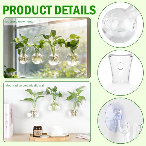 Bunmery 4 pcs Window Propagation Stations, Easy to Install Plant Propagation Bulbs with Suckion Cups, No Nails Wall Hanging Planter Propagation Station, Glass Plant Terrarium Vase - color: Clear Bulb, size: 4 PCS