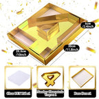 SiliFine 12" Charcuterie Number Shaped Mache with Clear Lid Fillable Sweets Serving Trays Paper Mache Cupcake Candy Box for 2025 Graduation Party Graduation Celebration(Gold,Number 4) - color: Gold, style: Number 4