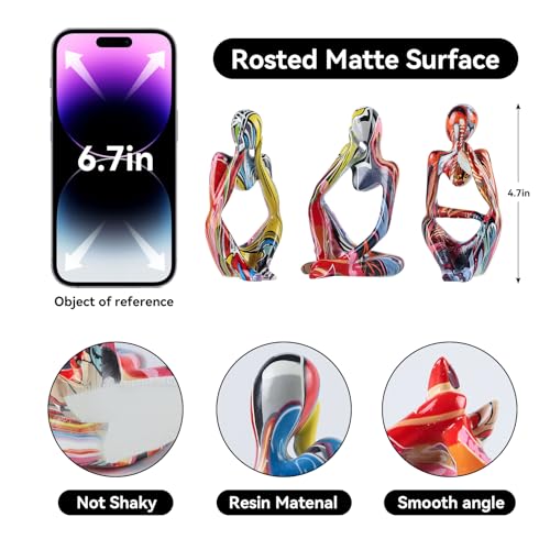 BrownLove 3pcs Hip hop Human Body Abstract Art Decoration, Modern White Art Resin Statue Room Office Shelf Bookcase Decoration - color: Colourful