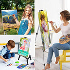 Portable Artist Easel Stand - Adjustable Height Painting Easel with Bag - Table Top Art Drawing Easels for Painting Canvas, Wedding Signs & Tabletop Easels for Display - Metal Tripod - 17x66 inches - style: 66 Inch Argent Silver (2 Pack)