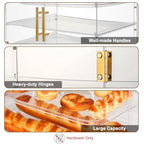 3-Tier Acrylic Pastry Display Case for Commercial Countertop, 360° View Bakery Cabinet with Gold Handle & Removable Trays, Clear Bread Storage Box for Donuts, Cookies & Cakes, 21" x 16" x 14"