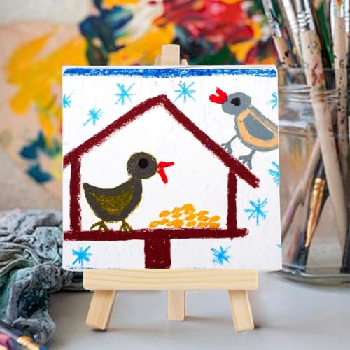 60 Pcs 5 Inch Mini Wood Display Easel, Small Wooden Easel Stand Art Craft Painting Triangle Stand Canvas Holder for Card Artist Photos Tabletop
