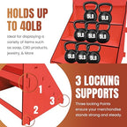 Wooden Portable Retail Table Display Stand Countertop 3 Step Riser Craft Shows, Farmers Markets Tradeshows |No Hardware Assembly Flat Pack Soap Display CBD Jewelry Spices Cups Tumblers Coasters - color: Red