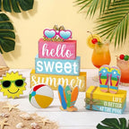 Vercraft 11 Pcs Summer Hawaiian Table Decorations Set Summer Tiered Tray Decor Flip Flops Centerpiece Faux Book Stack Block for Table Home Office Decorations - style: Pool