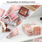 2 Pack Makeup Organizer for Eyeshadow Palette and Lipstick Organizer, 7 Section Divided Makeup Palette Organizer for Lipstick Highlighter, Skincare Cosmetic Display Cases for Bathroom - style: 2-Pack