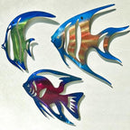 LiveInUrban Coastal Wall Art Angelfish Metal Wall Sculptures, Ocean Beach Themed Metal Hanging Home Decoration 3PCS 9.9"x7.8" - color: angelfish