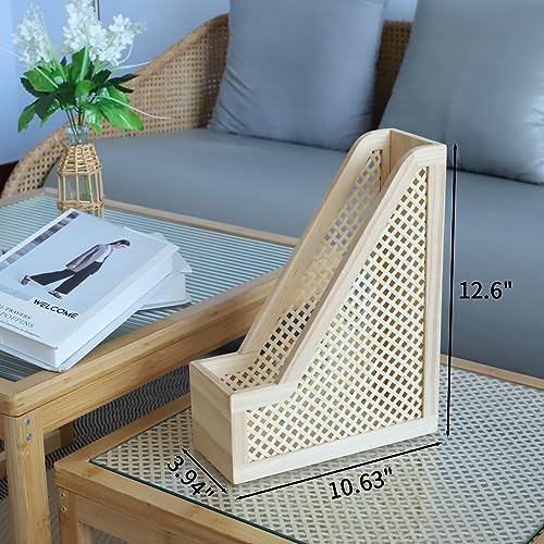 SHCMSADO Bamboo Decorative Bookends Wooden Creative Book Ends for Shelves Desktop Newspaper Magazine File Holder for Office/Home/School